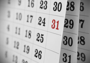 A calendar with the number '31' highlighted in red. The month isn't listed.